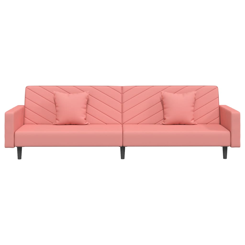 Canapé lit 2 places avec 2 oreillers velours rose