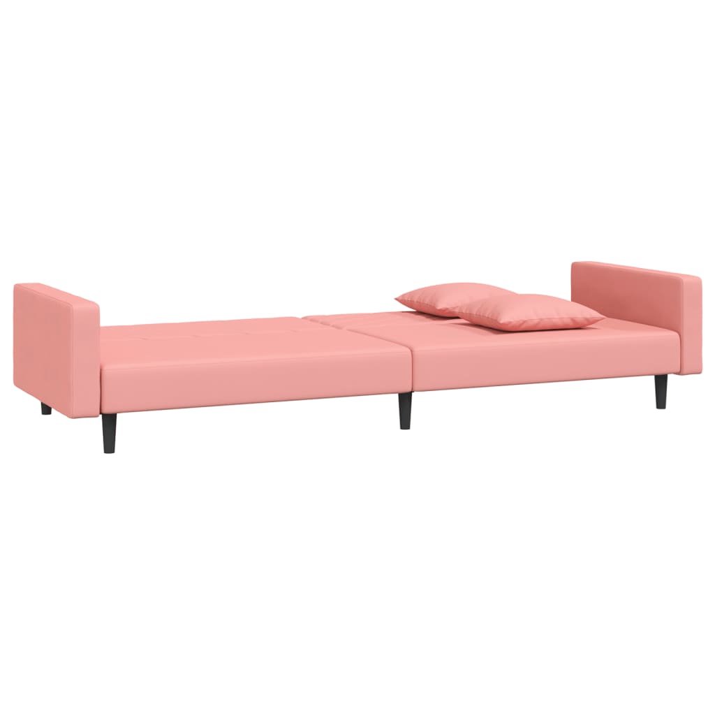 Canapé lit 2 places avec 2 oreillers velours rose