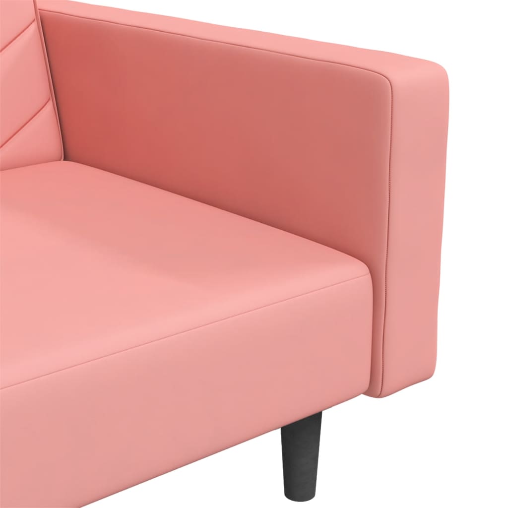 Canapé lit 2 places avec 2 oreillers velours rose