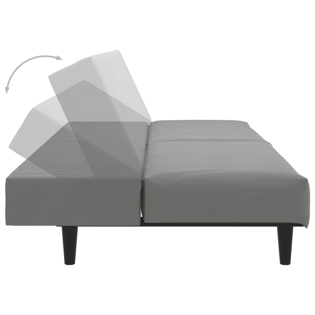 Sofa Bed 2-Seater Light Gray Velvet