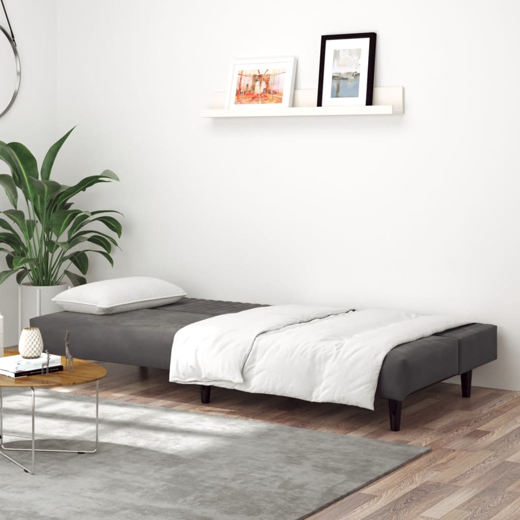 Sofa Bed 2-Seater Dark Grey Velvet