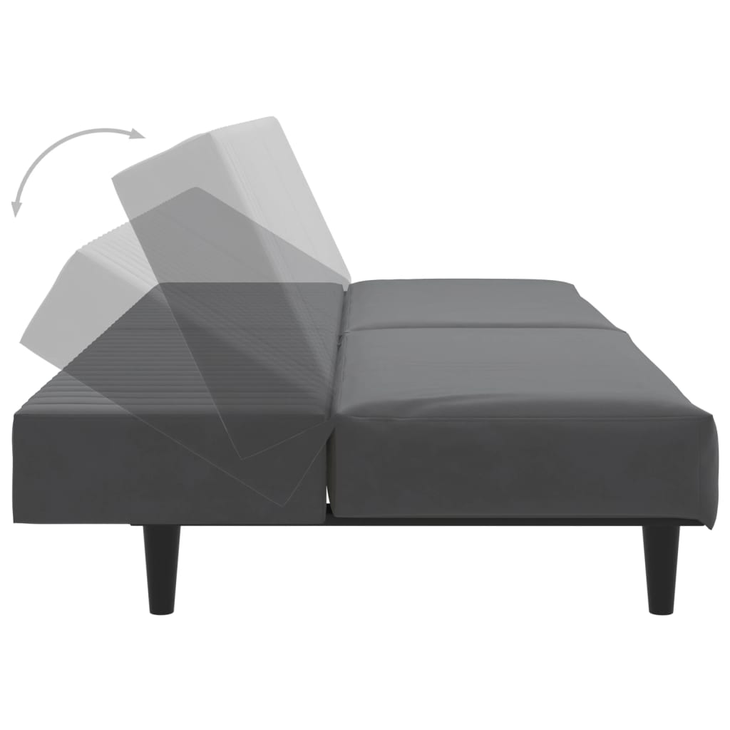 Sofa Bed 2-Seater Dark Grey Velvet