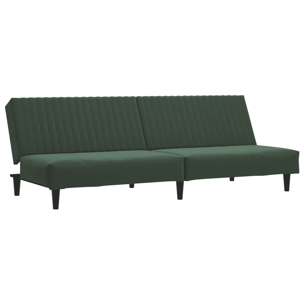 Sofa Bed 2-Seater Dark Green Velvet