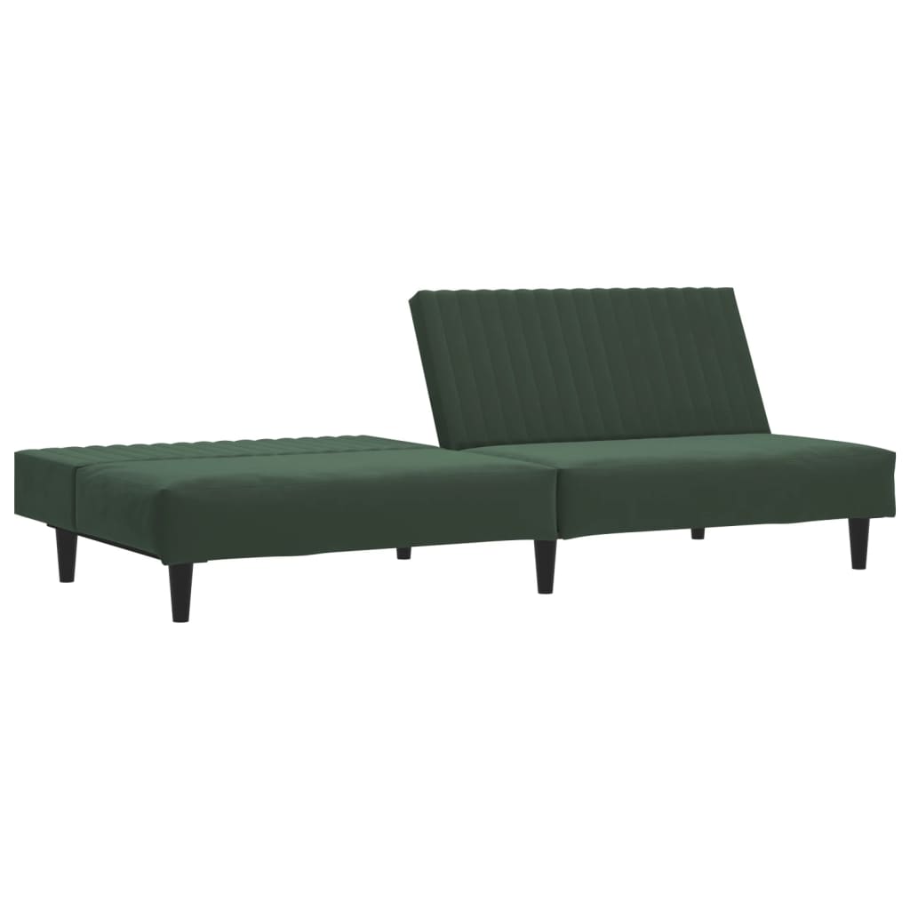 Sofa Bed 2-Seater Dark Green Velvet