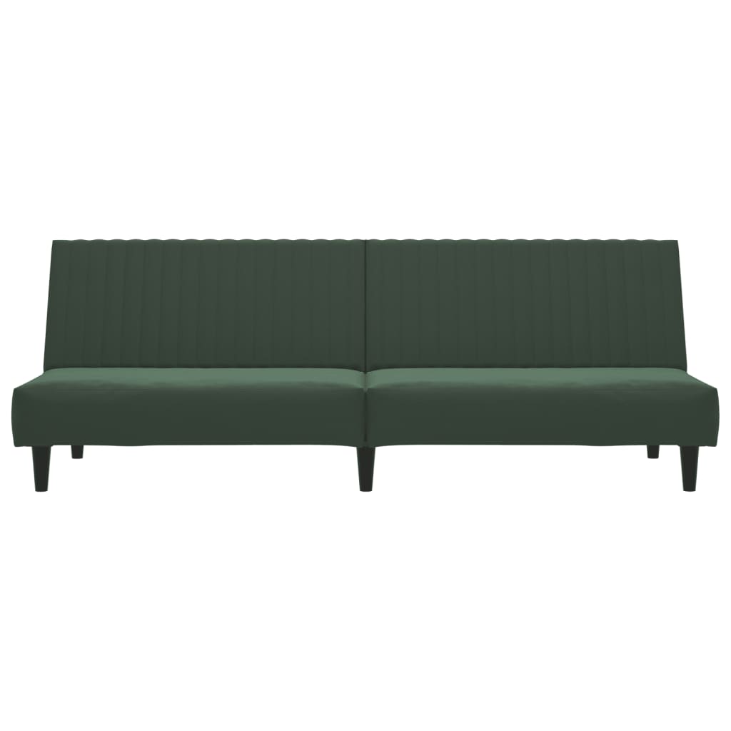 Sofa Bed 2-Seater Dark Green Velvet