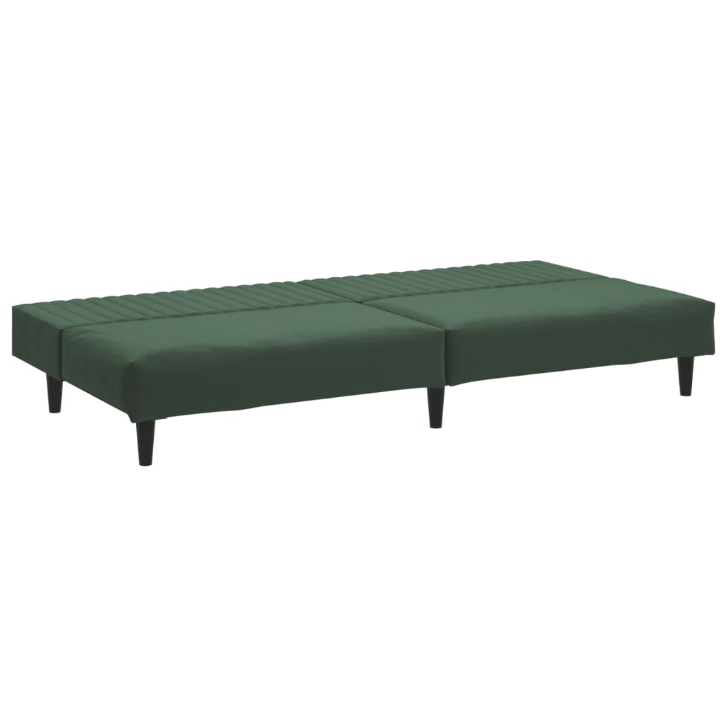 Sofa Bed 2-Seater Dark Green Velvet