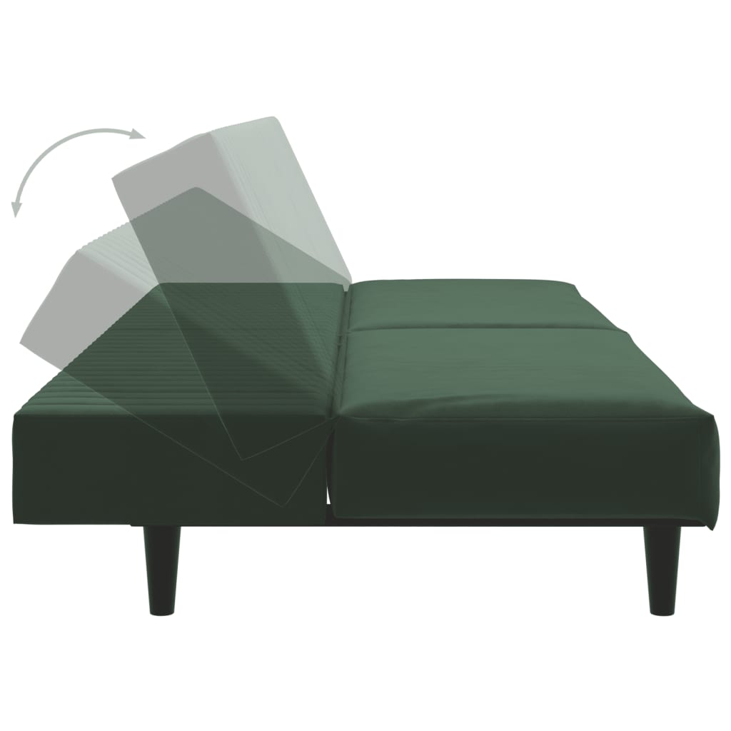 Sofa Bed 2-Seater Dark Green Velvet