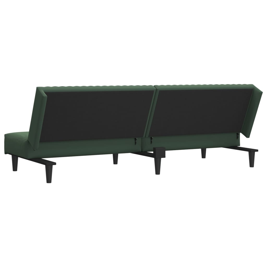 Sofa Bed 2-Seater Dark Green Velvet