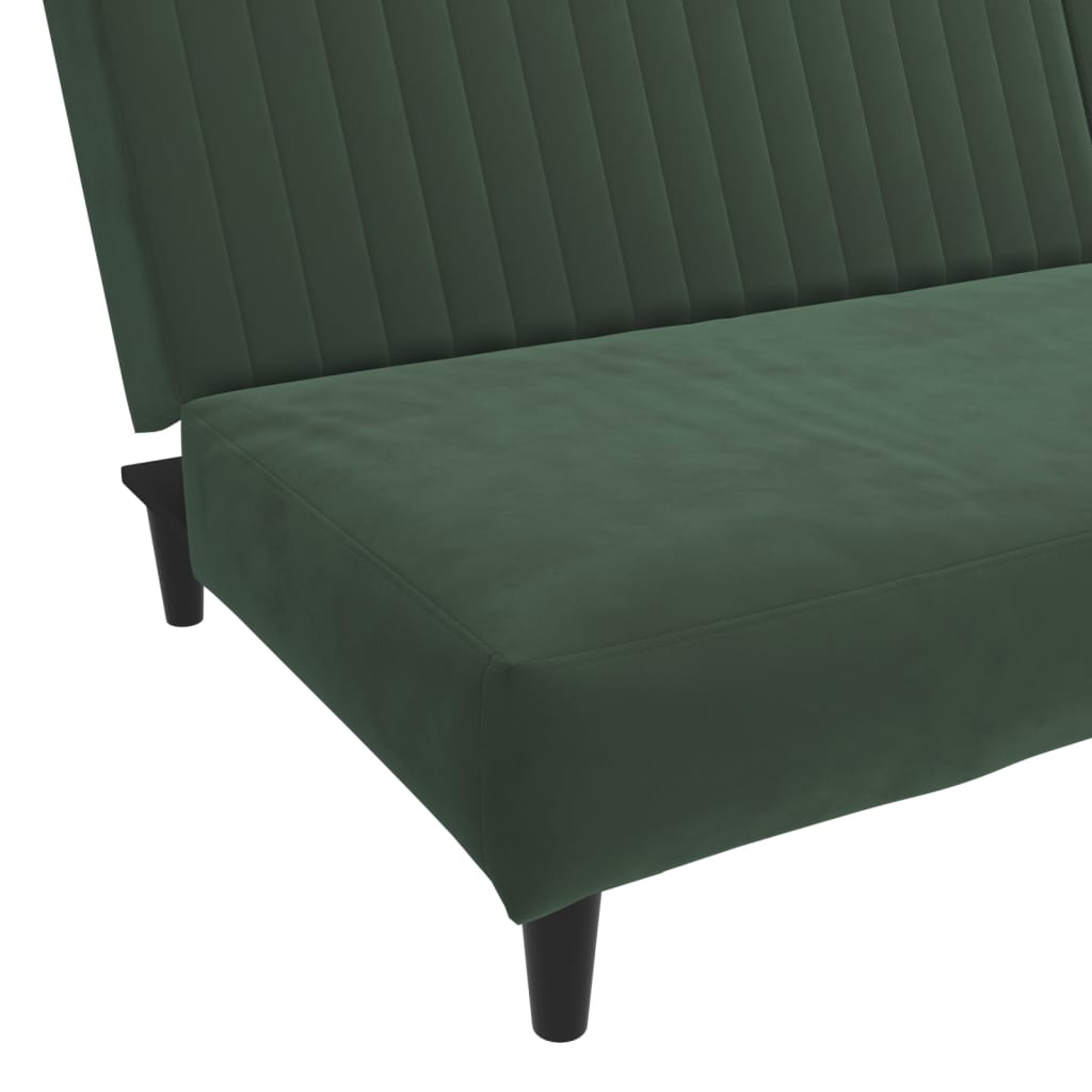Sofa Bed 2-Seater Dark Green Velvet