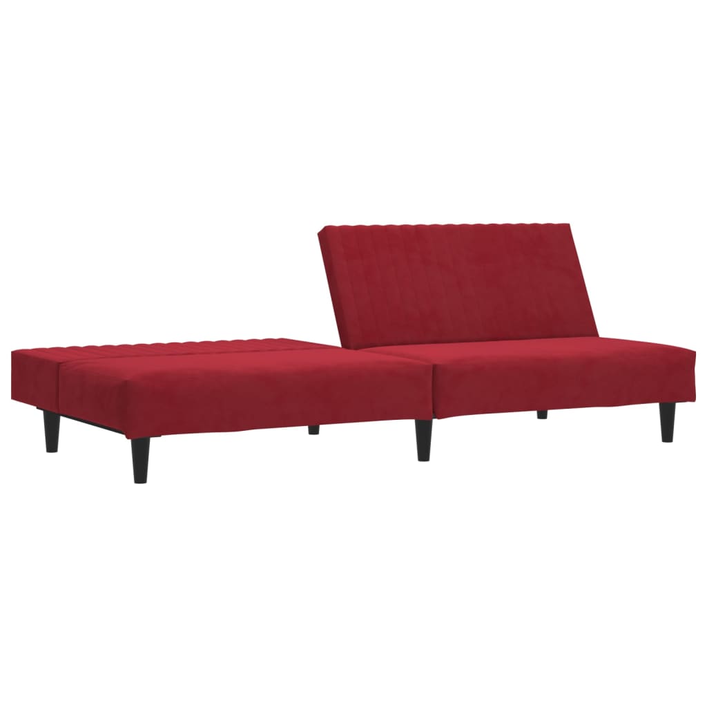 Schlafsofa 2-Sitzer Weinrot Samt