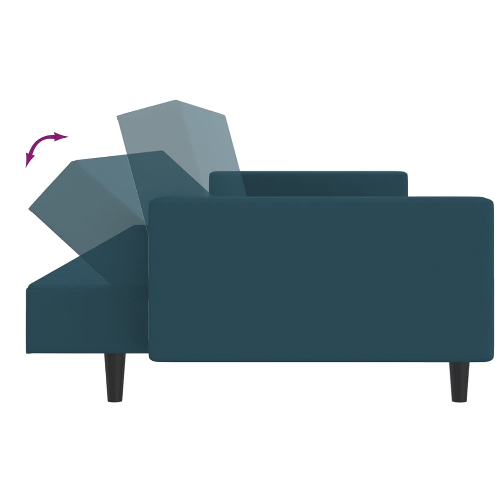 Sofa Bed 2-Seater Blue Velvet