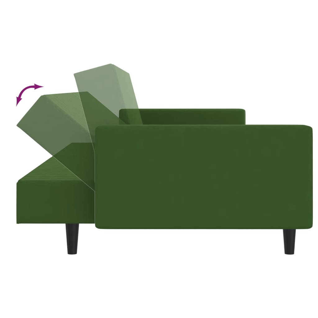 Sofa Bed 2-Seater Dark Green Velvet