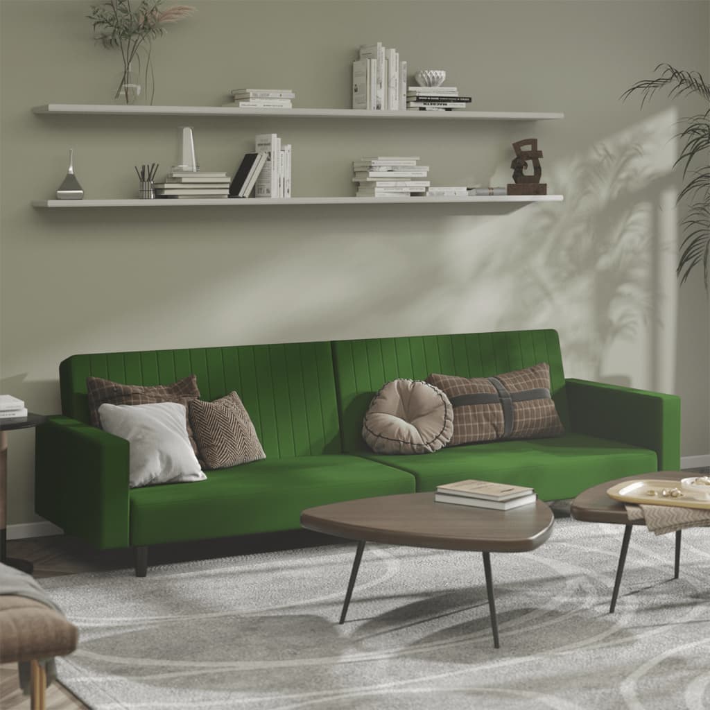 Sofa Bed 2-Seater Dark Green Velvet