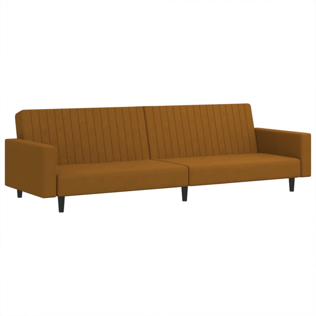 Sofa Bed 2-Seater Brown Velvet
