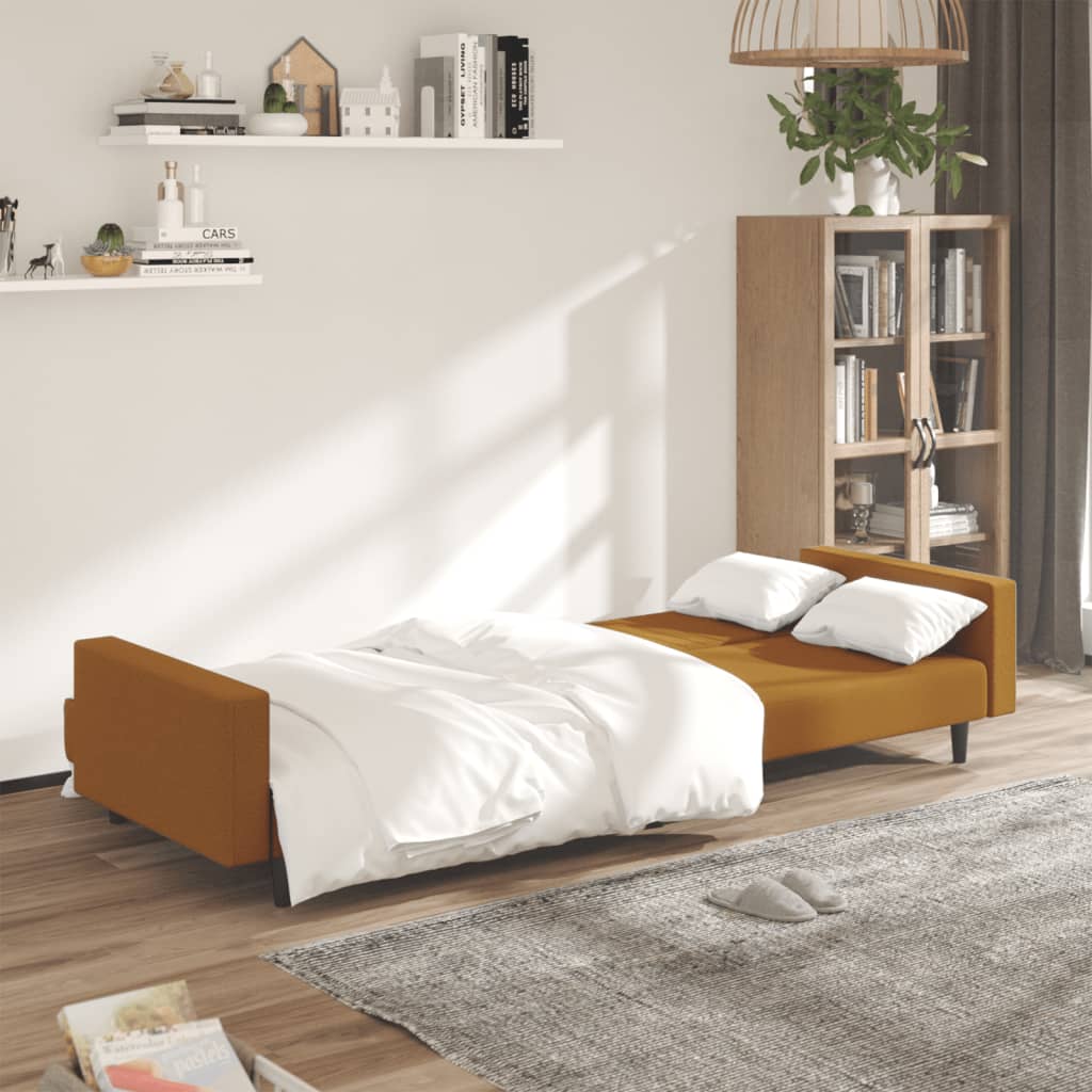 Sofa Bed 2-Seater Brown Velvet
