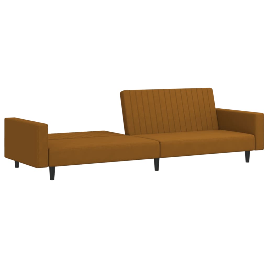 Sofa Bed 2-Seater Brown Velvet