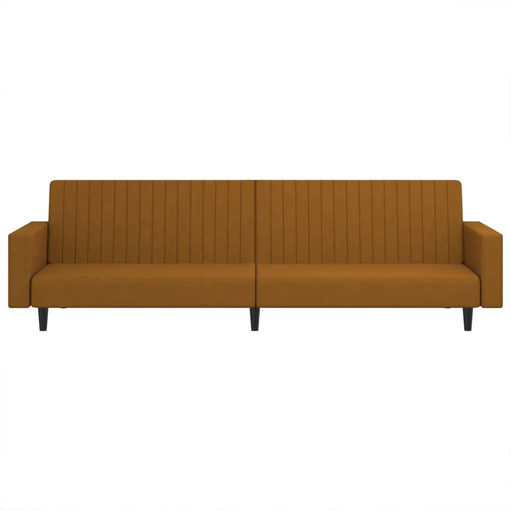 Sofa Bed 2-Seater Brown Velvet