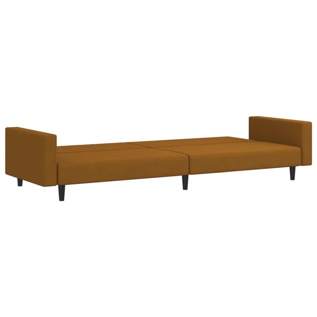 Sofa Bed 2-Seater Brown Velvet