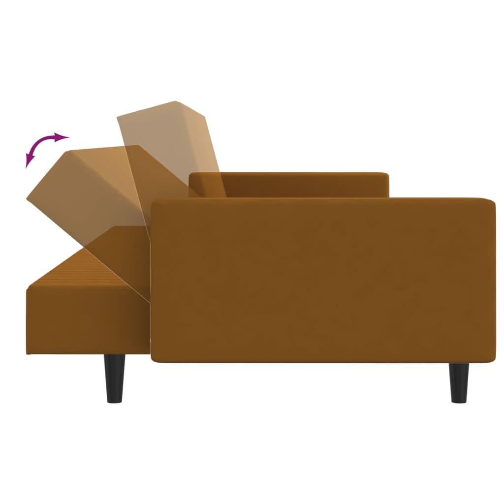 Sofa Bed 2-Seater Brown Velvet