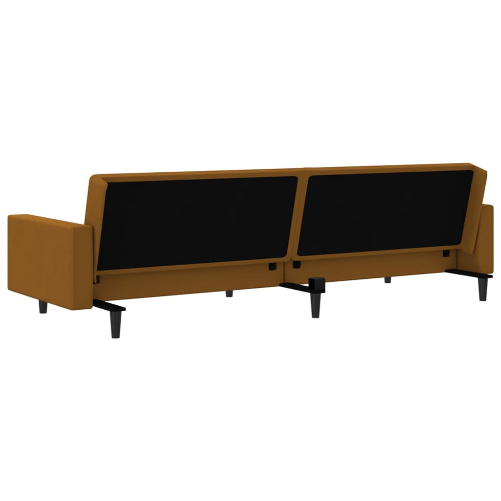 Sofa Bed 2-Seater Brown Velvet