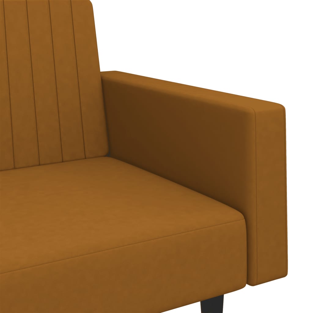 Sofa Bed 2-Seater Brown Velvet