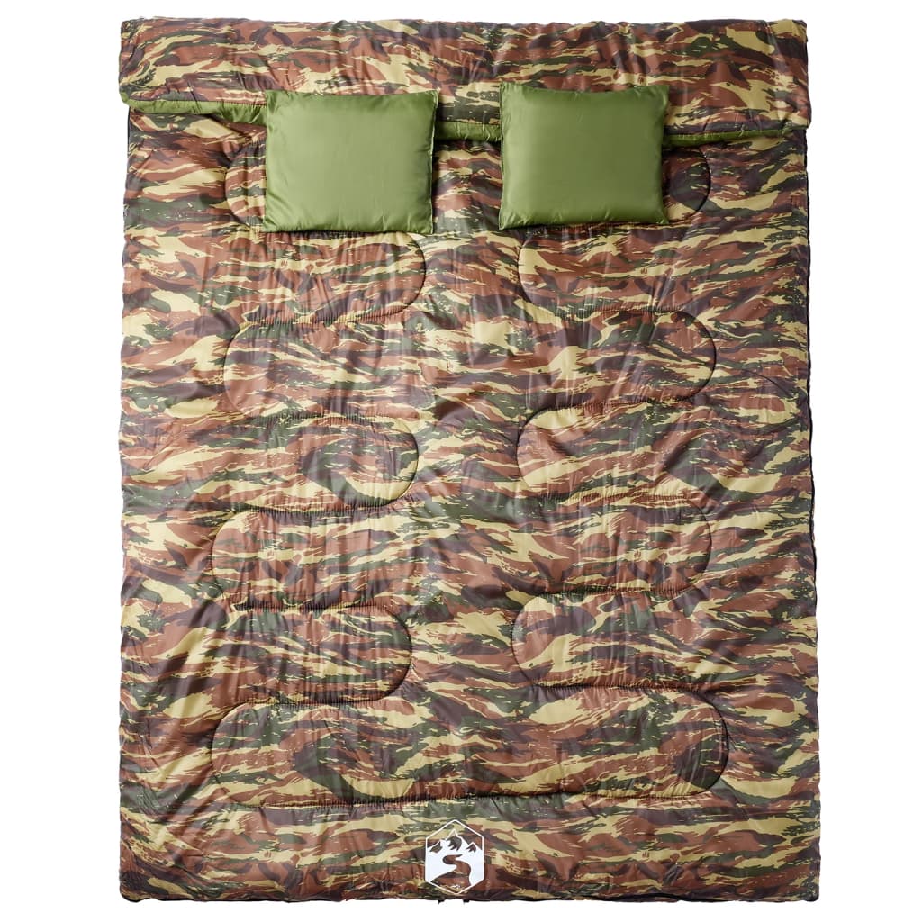 Doppelschlafsack mit Kissen Erwachsene Camping 3-4 Jahreszeiten