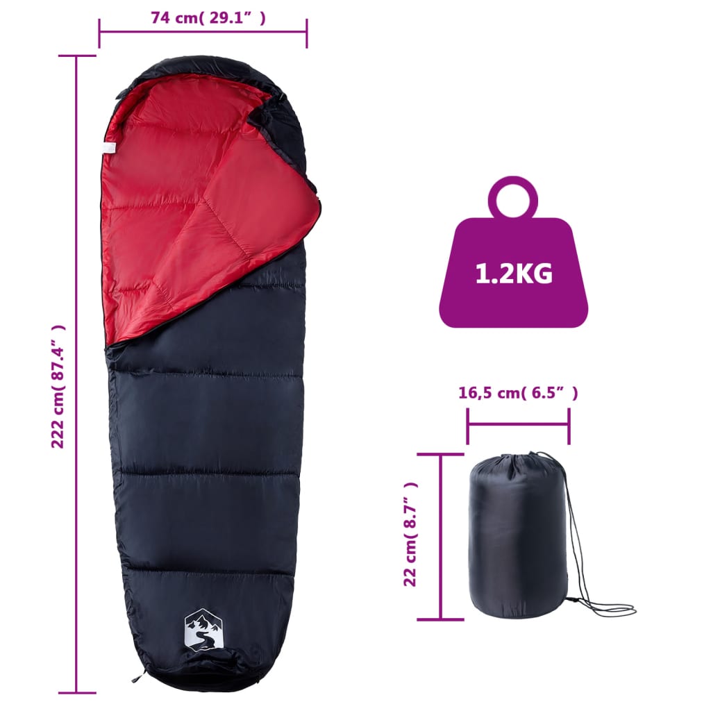 Mummy sleeping bag for adults camping 3 seasons