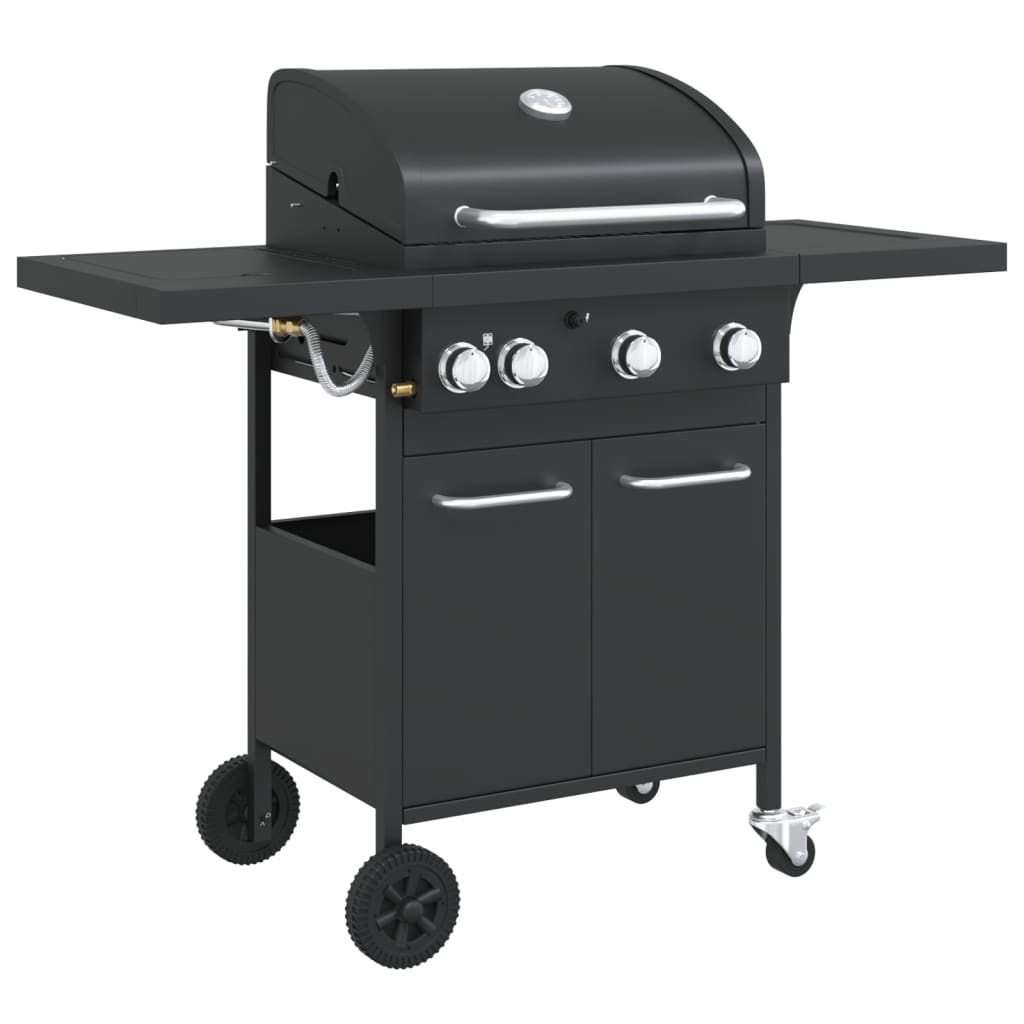 Gas grill with 4 burners Black powder-coated steel