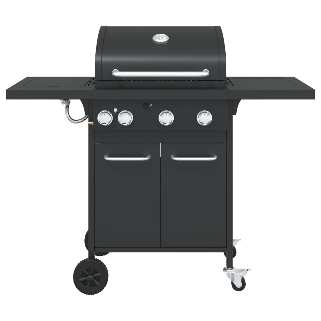 Gas grill with 4 burners Black powder-coated steel
