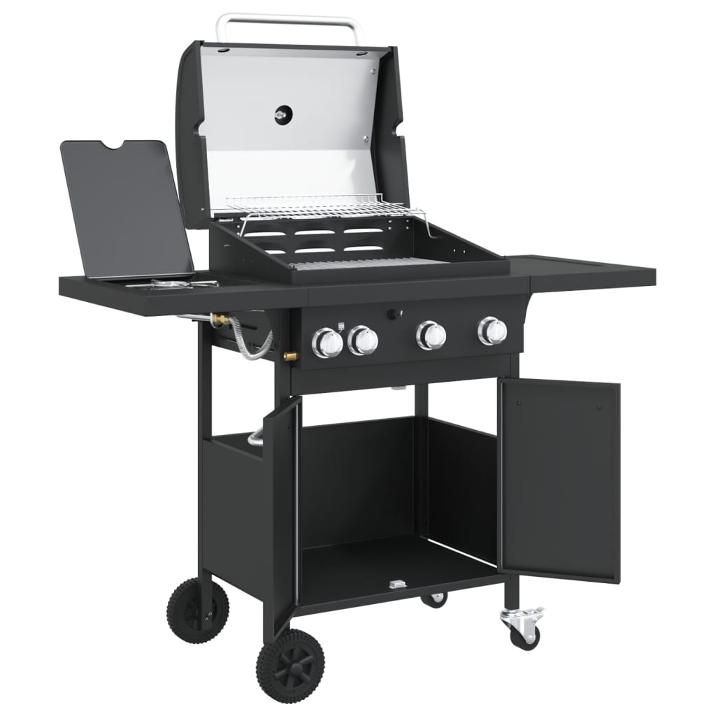 Gas grill with 4 burners Black powder-coated steel