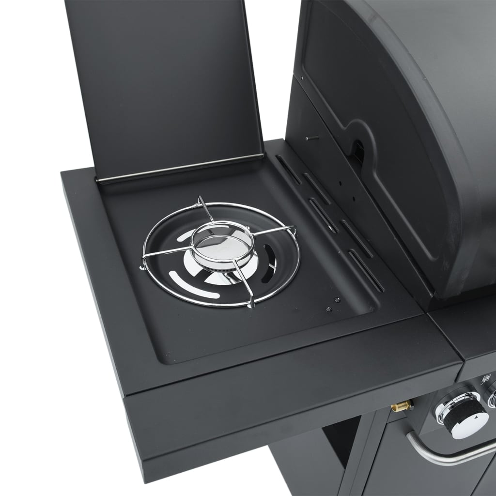 Gas grill with 4 burners Black powder-coated steel