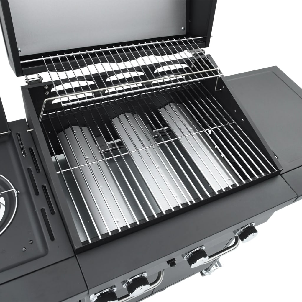 Gas grill with 4 burners Black powder-coated steel