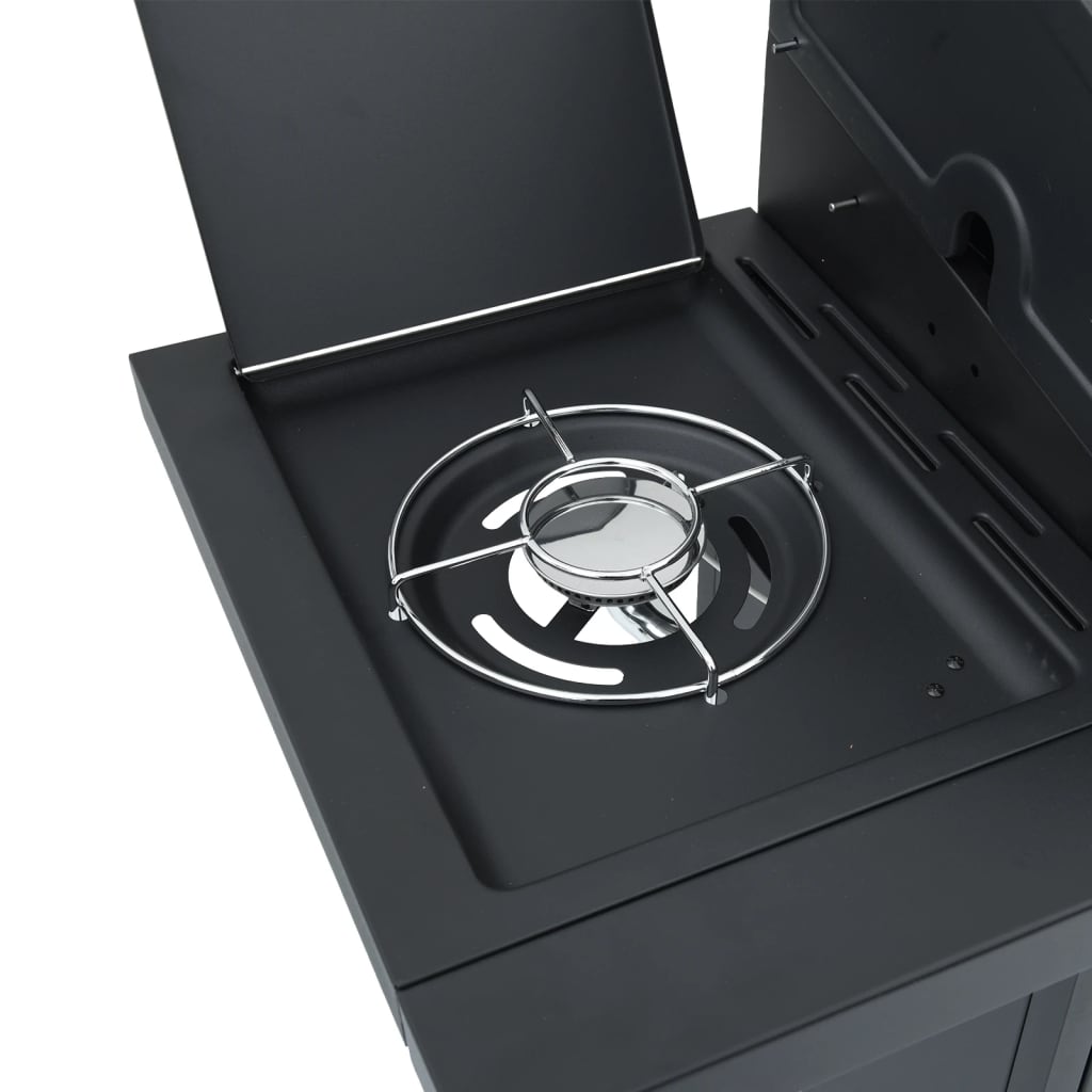 Gas grill with 5 burners Black powder-coated steel