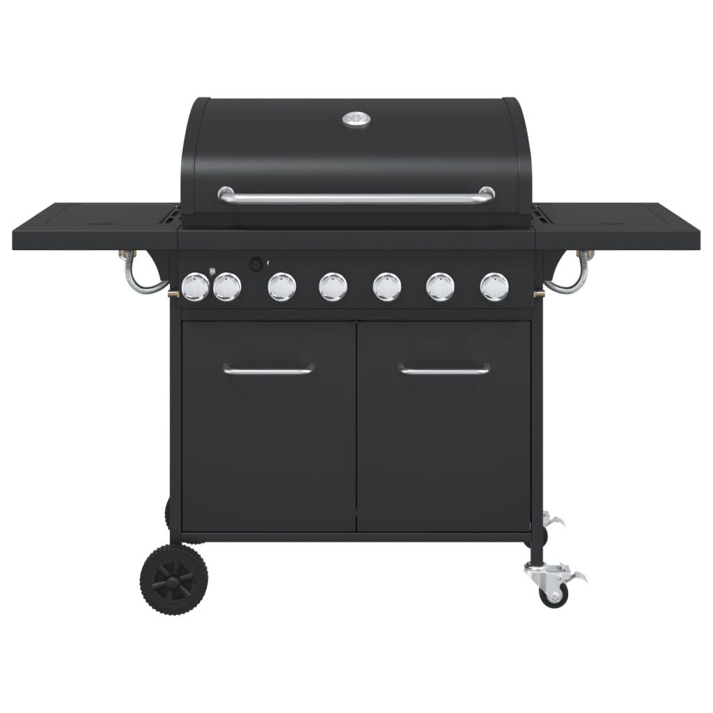 Gas grill with 7 flames Black powder-coated steel