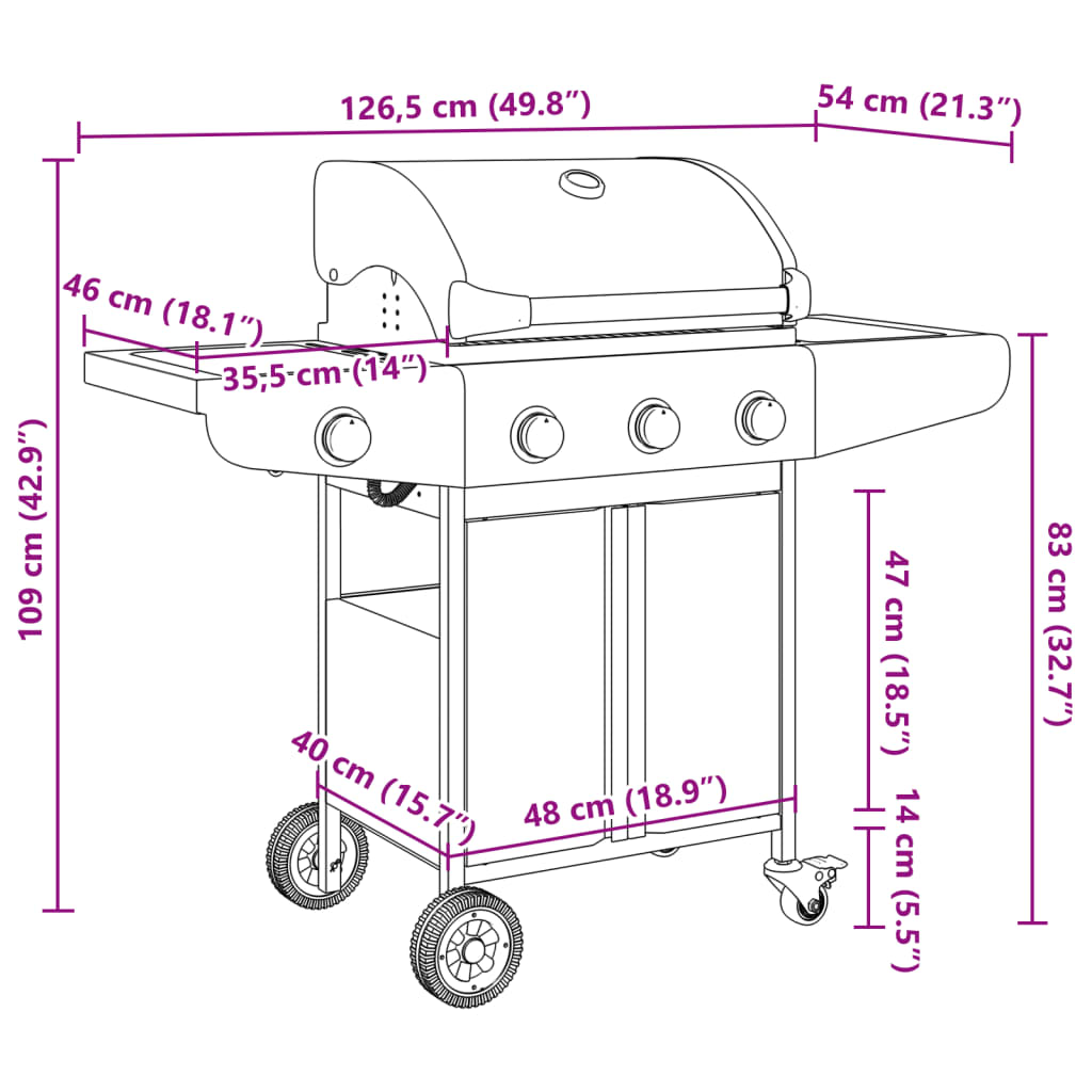 Gas Grill with 4 Burners Silver Stainless Steel