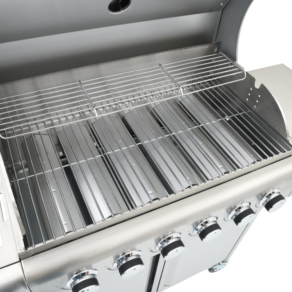 Gas Grill with 7 Burners Silver Stainless Steel