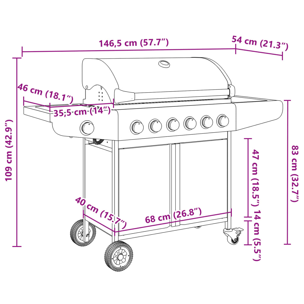 Gas Grill with 7 Burners Silver Stainless Steel