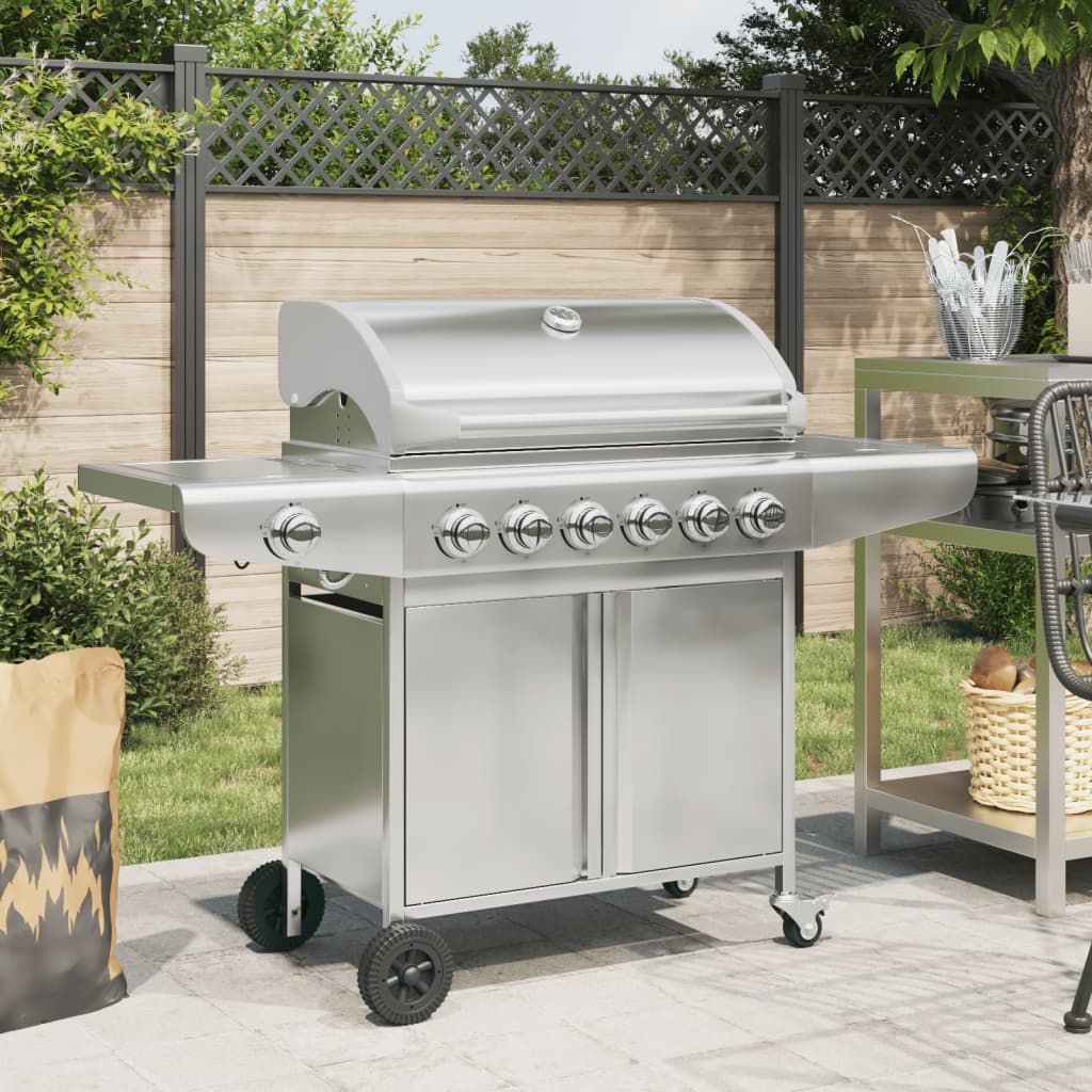 Gas Grill with 7 Burners Silver Stainless Steel