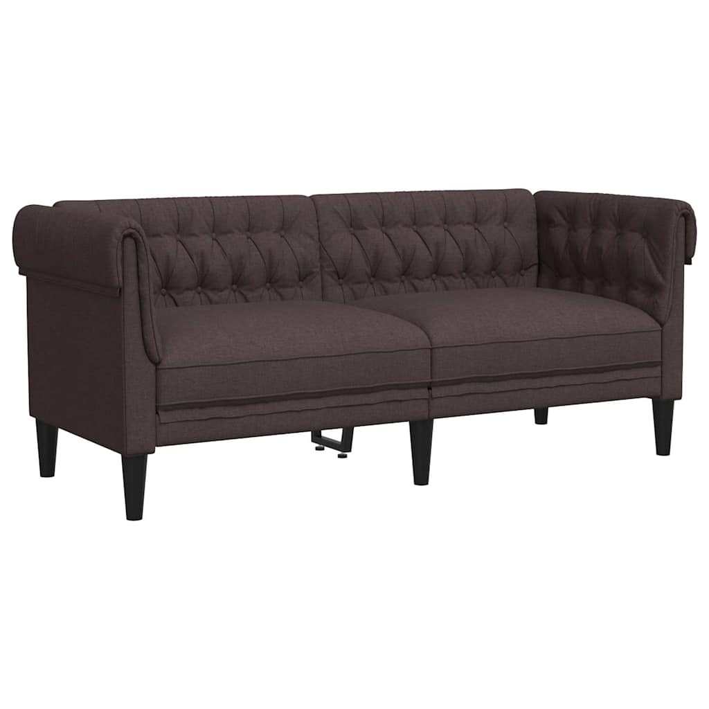 Canapé Chesterfield 2 places tissu marron foncé
