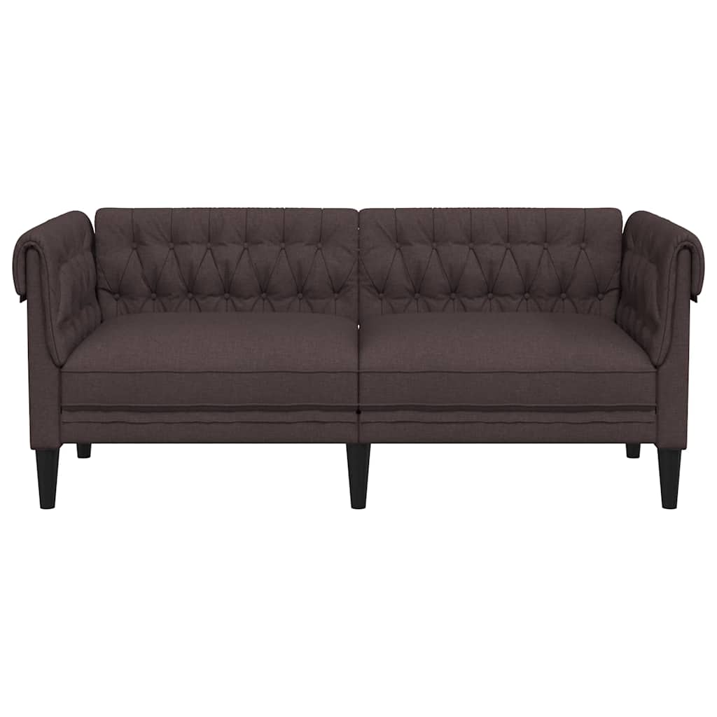 Canapé Chesterfield 2 places tissu marron foncé