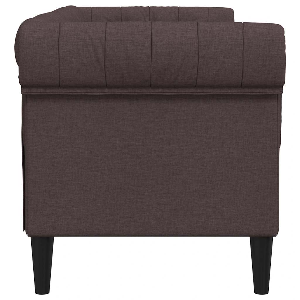 Canapé Chesterfield 2 places tissu marron foncé