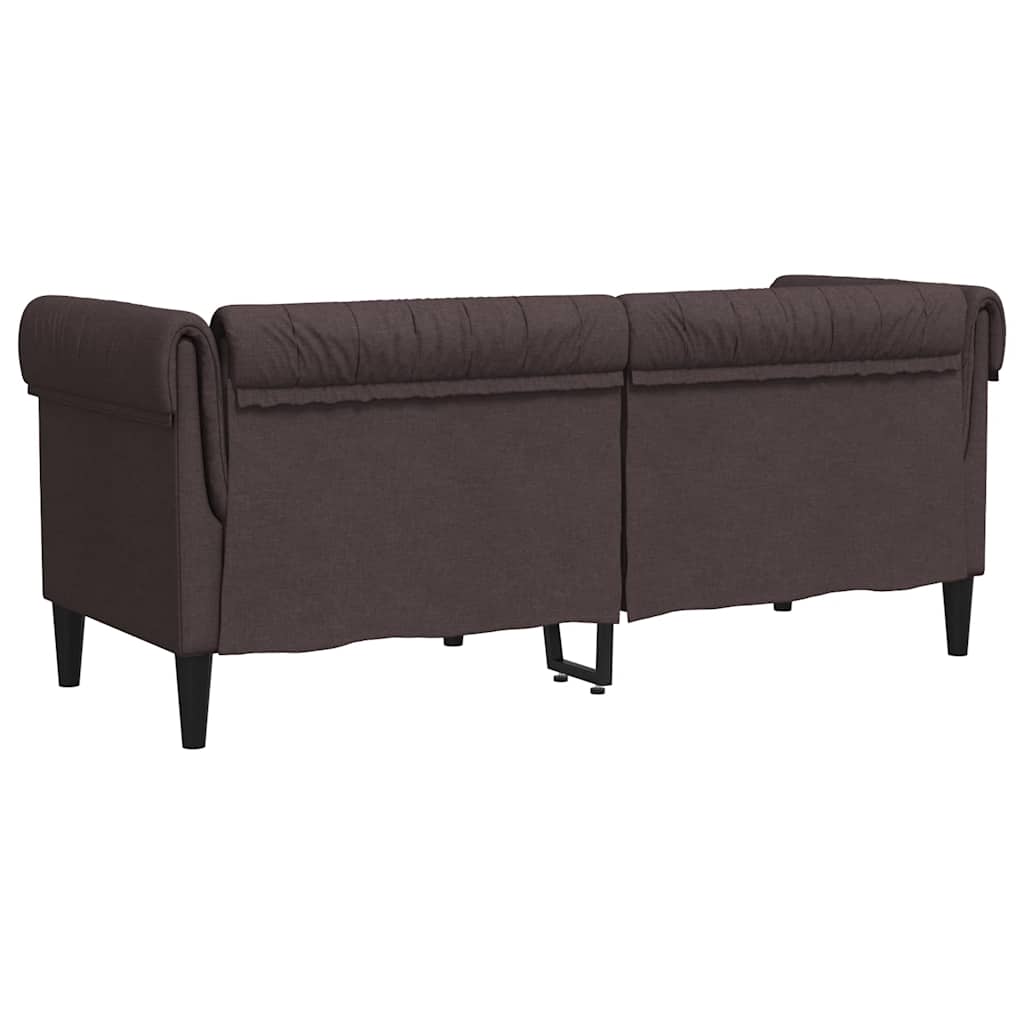 Canapé Chesterfield 2 places tissu marron foncé