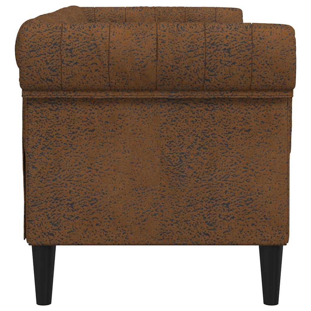 Canapé Chesterfield 2 places en tissu marron