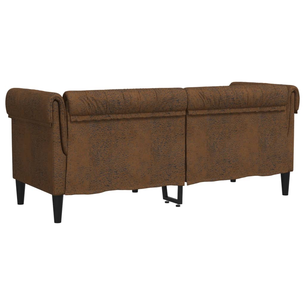 Canapé Chesterfield 2 places en tissu marron