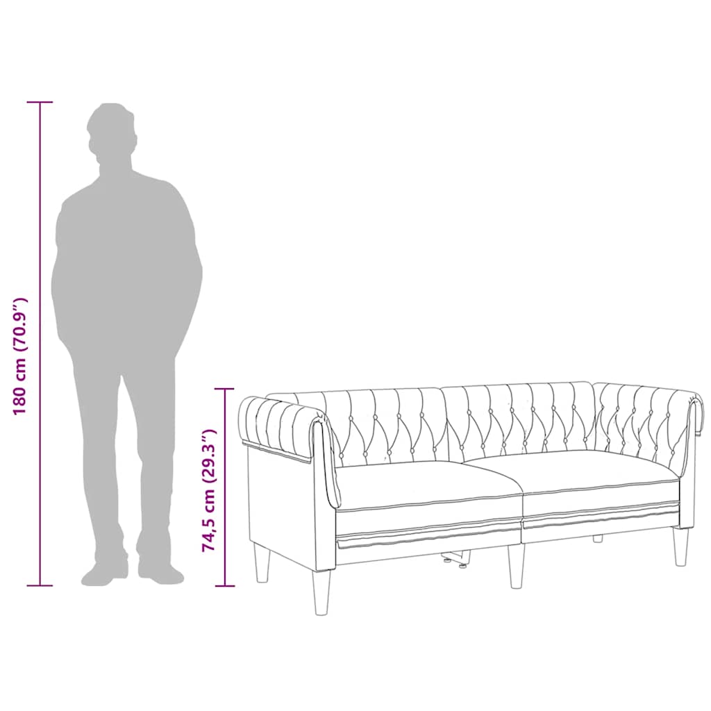 Canapé Chesterfield 2 places en tissu marron