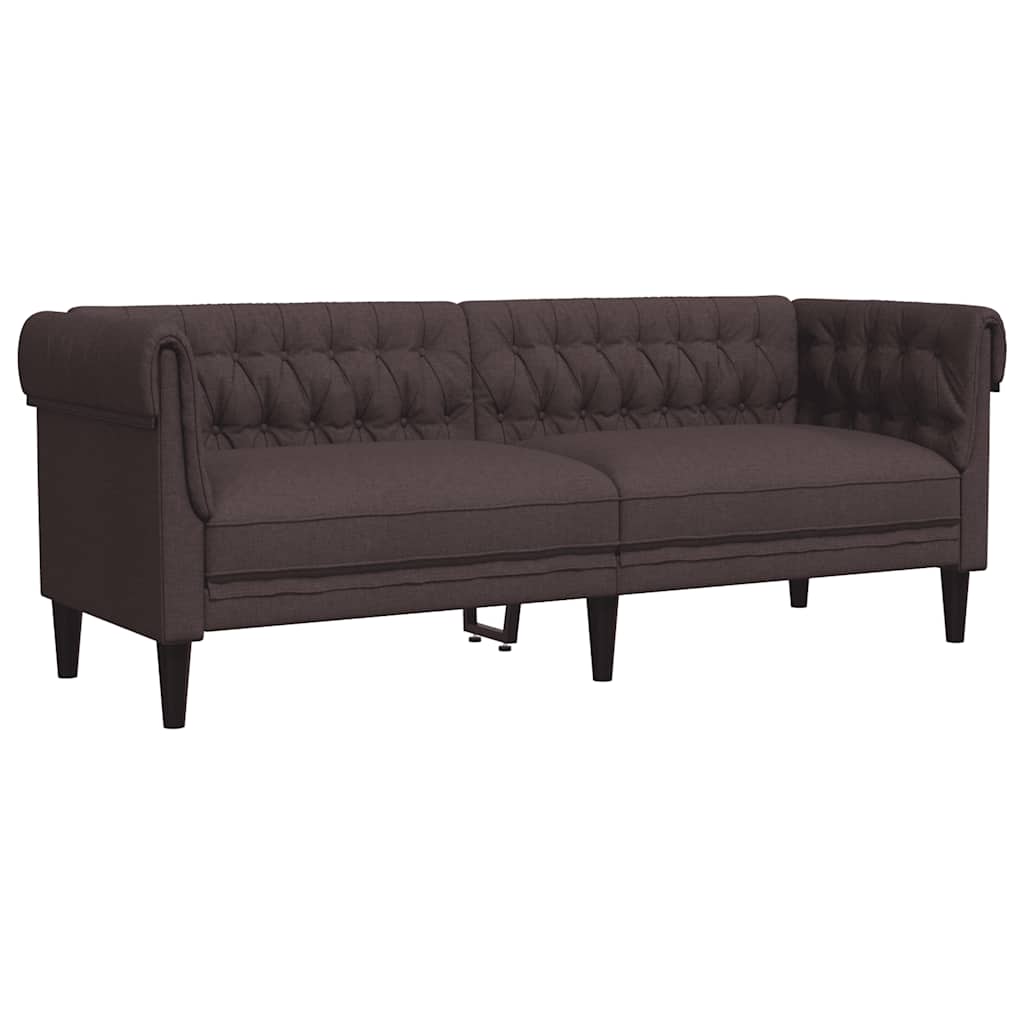 Canapé Chesterfield 3 places en tissu marron foncé