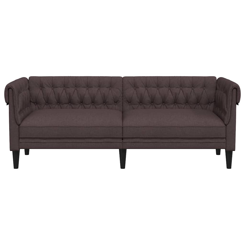 Canapé Chesterfield 3 places en tissu marron foncé