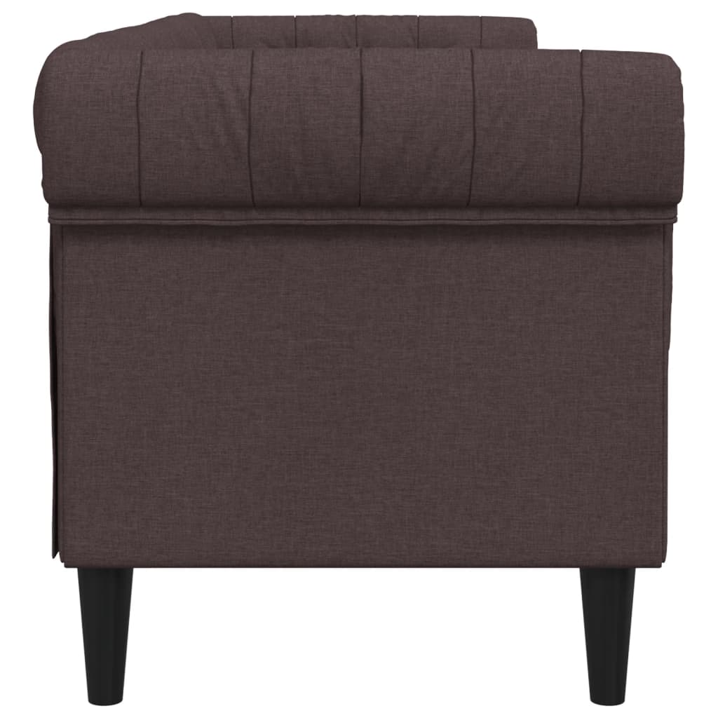 Canapé Chesterfield 3 places en tissu marron foncé