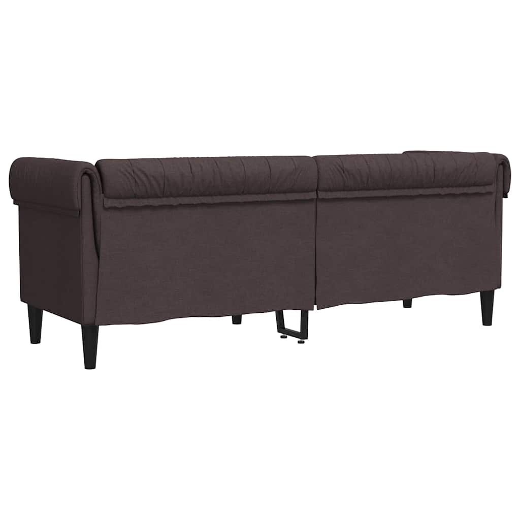 Canapé Chesterfield 3 places en tissu marron foncé
