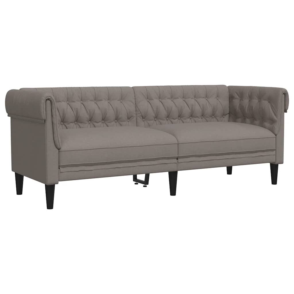 Canapé Chesterfield 3 places en tissu taupe